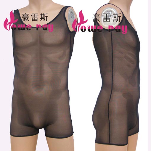 Male one piece shaper comfortable transparent racerback sexy ultra-thin tights bodysuit perspectivity usuginu u vest