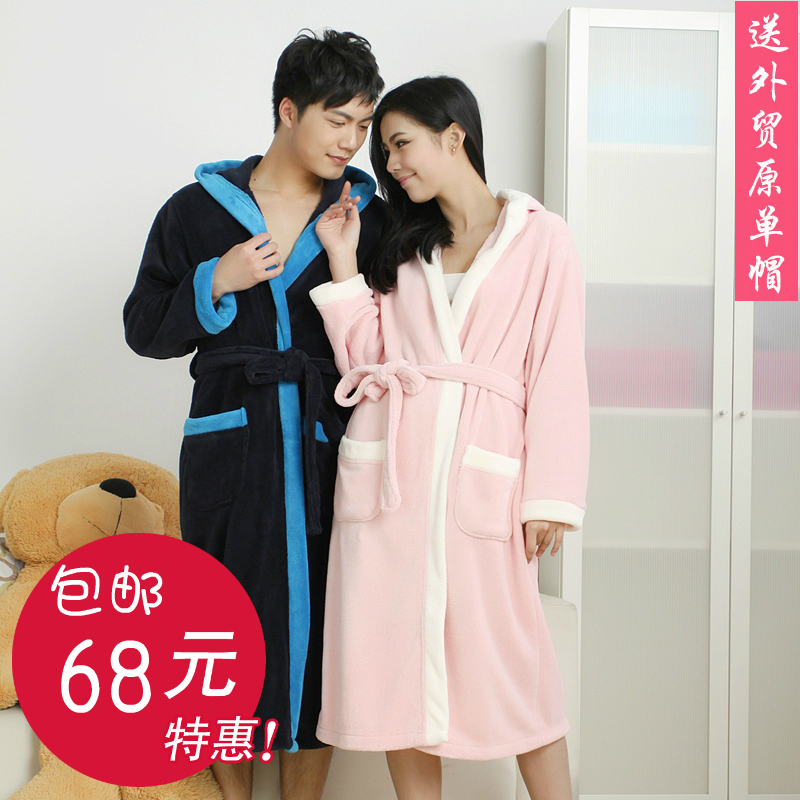 Male robe 2012 autumn and winter coral fleece thickening lovers sleepwear long lounge women's bathrobes ,Free shipping