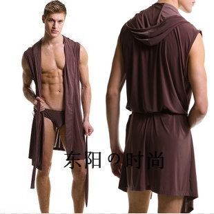 Male robe terylene rose with a hood robe bathrobes n-0010 5