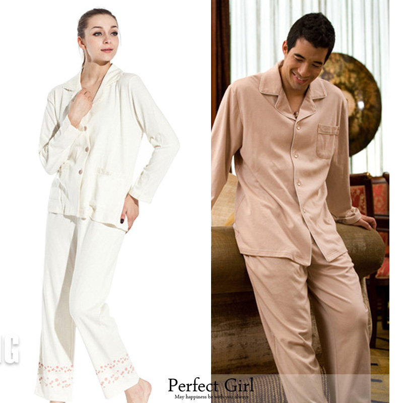 Male sleepwear female sleepwear winter long-sleeve cotton sleepwear cardigan twinset set lovers long-sleeve lounge