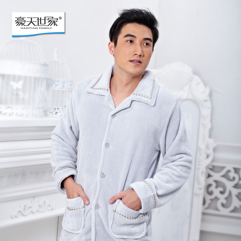 Male solid color gentle commercial coral fleece sleepwear men's lounge