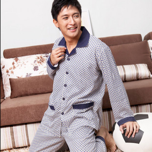 Male spring and autumn thickening 100% cotton long-sleeve quality wowed sleepwear lounge set 201323