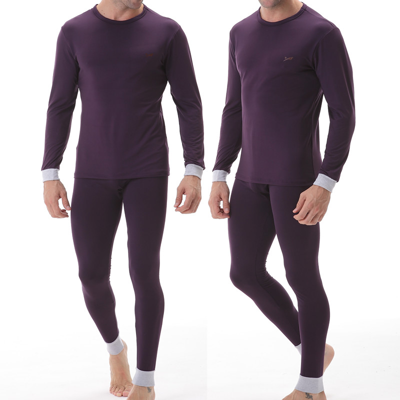 Male thermal underwear male o-neck explaines plus velvet thick autumn and winter basic male long johns long johns set