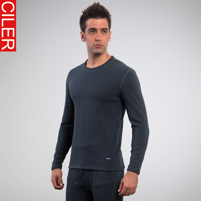 Male thermal underwear thickening plus velvet set long johns long johns wool cotton sweater o-neck autumn and winter