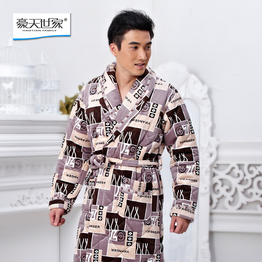 Male thickening winter cotton-padded robe fashion personality lounge