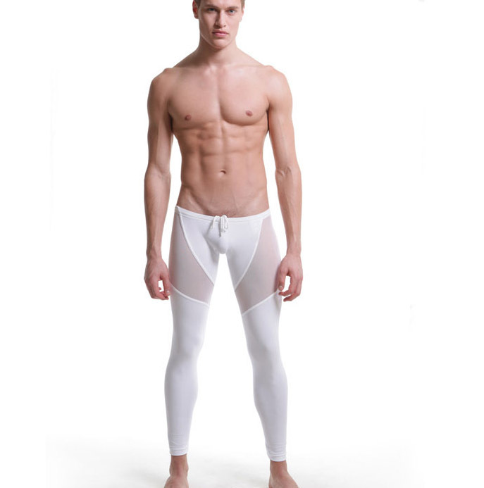 Male tight gauze trousers home casual legging 100% cotton perspectivity low-waist elastic s803