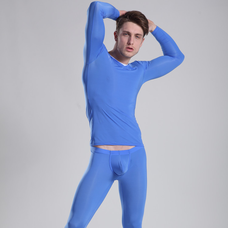 Male underwear long johns long johns set fashion sexy ultra-thin viscose tight long-sleeve slim underwear set