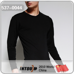 Male underwear rose o-neck long-sleeve - black : 537 - 0044