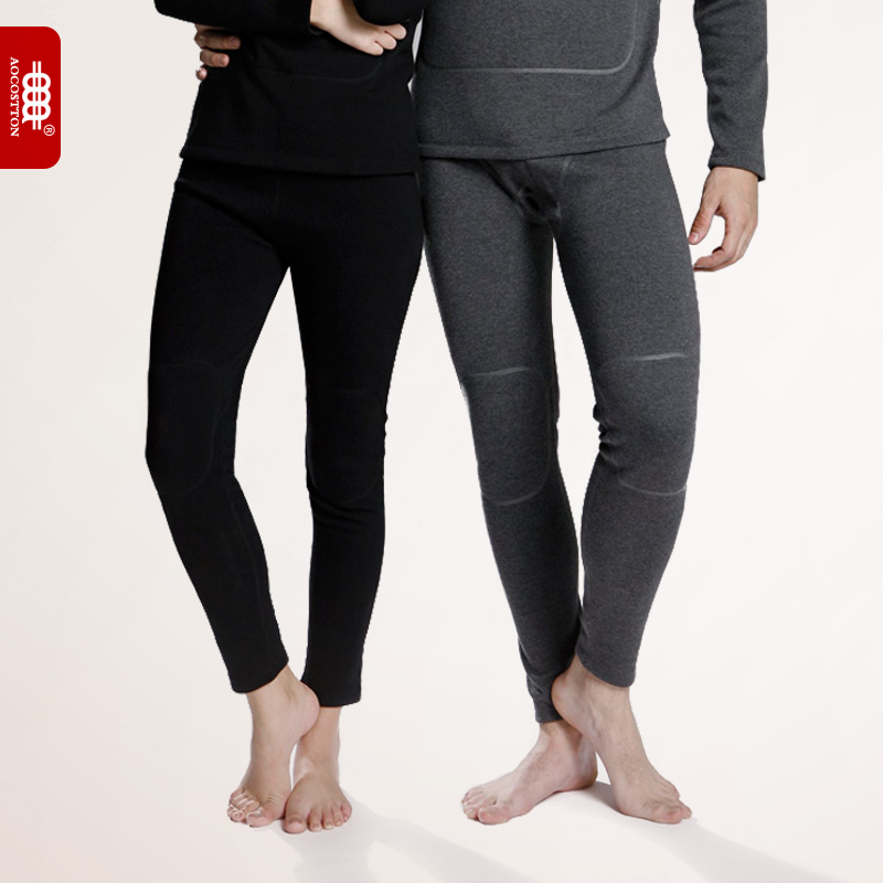 Male women's warm pants plus velvet thickening kneepad combed cotton legging cashmere kneepad warm pants