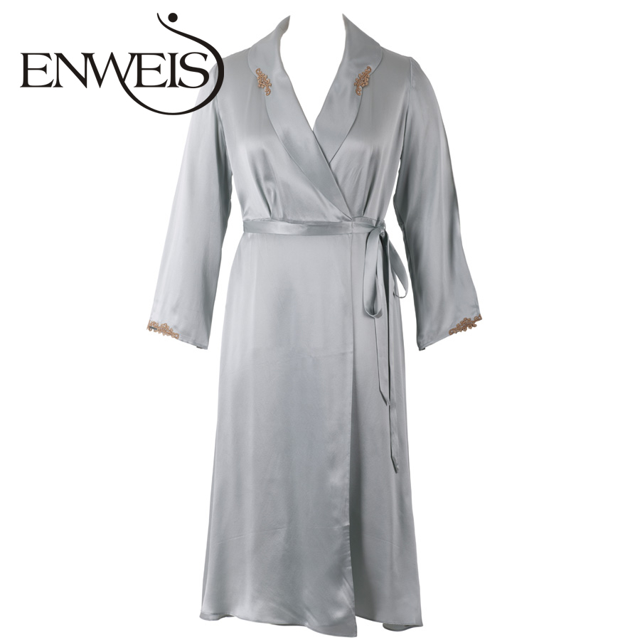 Maniform enweis underwear women's thin silk long robe home 10320201