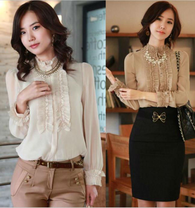 manufacturers supply 2013 spring summer new korean fashion sexy chiffon tops women formal career business shirts blouses