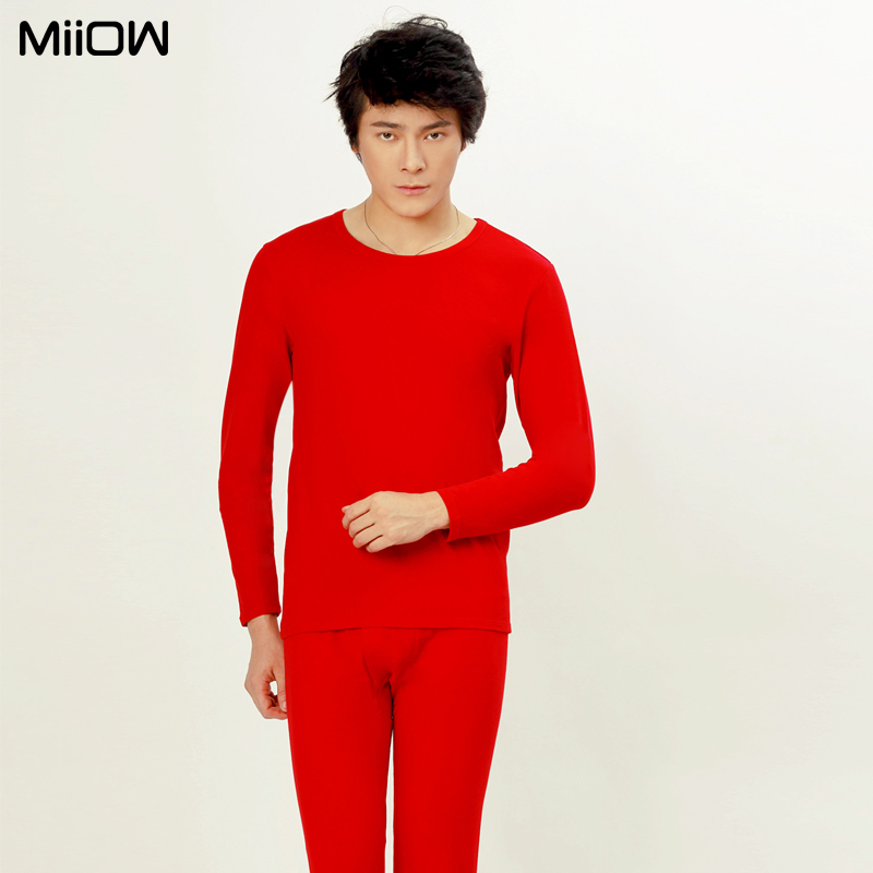 MAOREN 100% cotton male thermal underwear set red book red