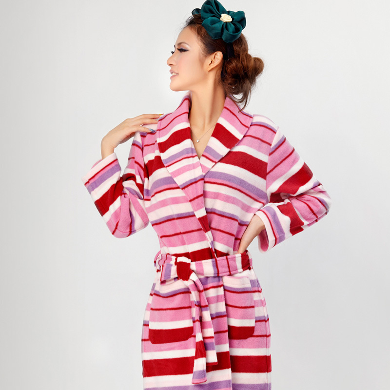 MAOREN lounge MAOREN underwear 2012 female thickening stripe robe bathrobes