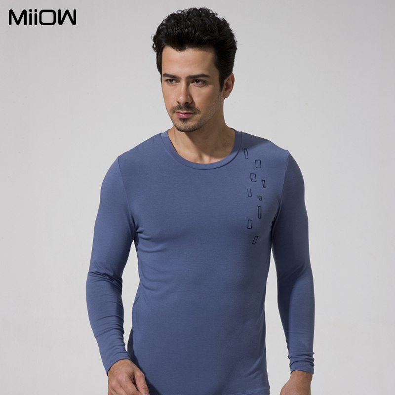 MAOREN male thermal underwear set o-neck small square grid solid color thick