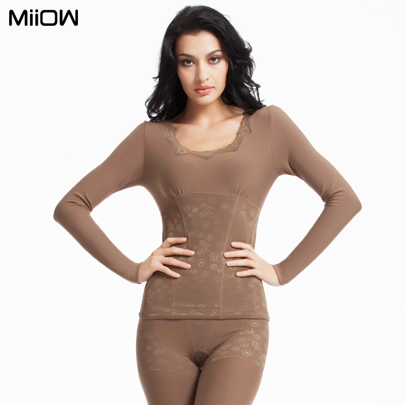 MAOREN modal lace decoration sanded women's thermal underwear set body shaping beauty care