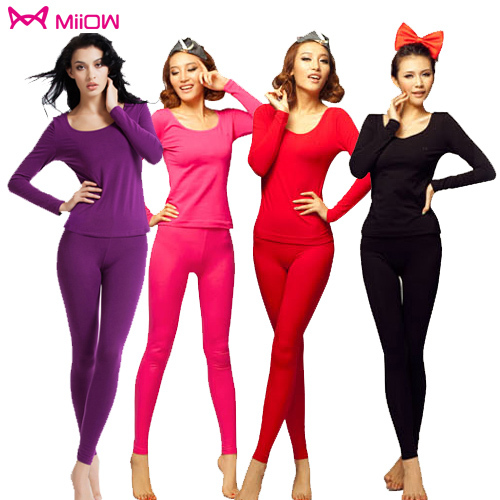 MAOREN underwear lycra cotton o-neck women's thermal underwear thin long johns set ut231001