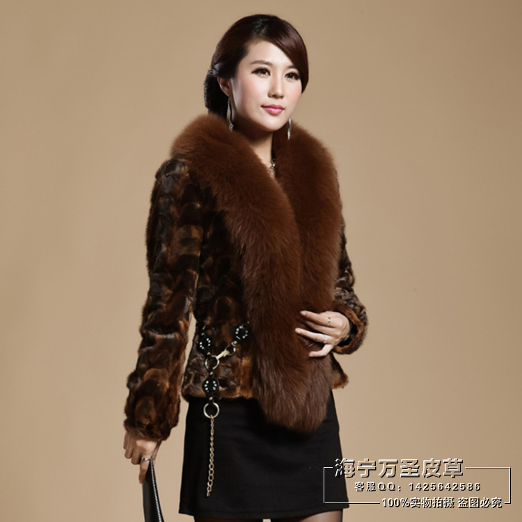 Marten overcoat Women mink hair fight mink short design fur coat