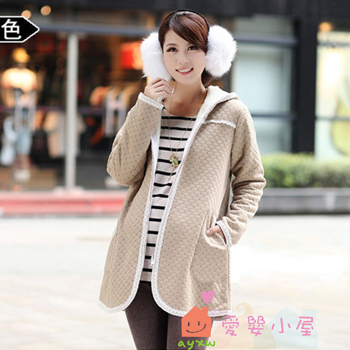 Maternity 2013 autumn and winter outerwear maternity top casual outerwear with a hood trench xyc094