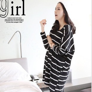 Maternity 2013 spring female loose plus size long design fine stripe maternity t-shirt long-sleeve autumn maternity top