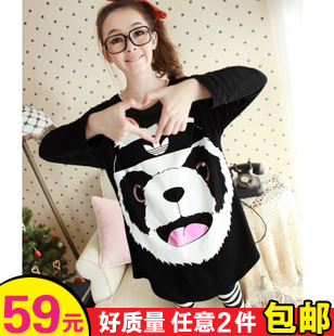 Maternity Autumn and winter  clothing  long design t-shirt fleece  long-sleeve T-shirt loose  top