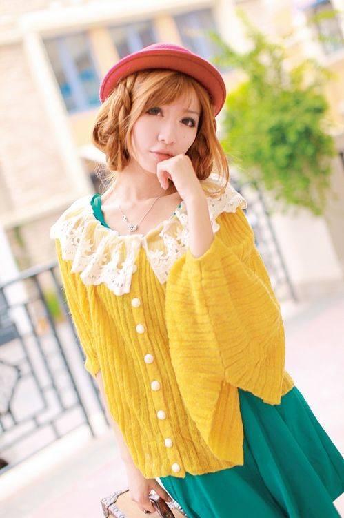 Maternity autumn new arrival sweet gentlewomen princess lace collar batwing sleeve knitted casual cloak cardigan