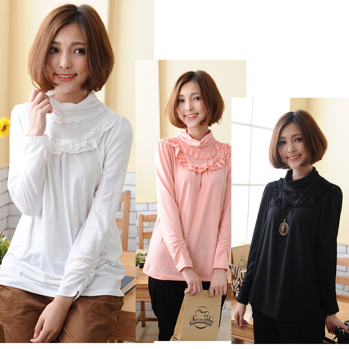 Maternity autumn top maternity clothing long sleeve length super 100% cotton turtleneck fashion basic shirt