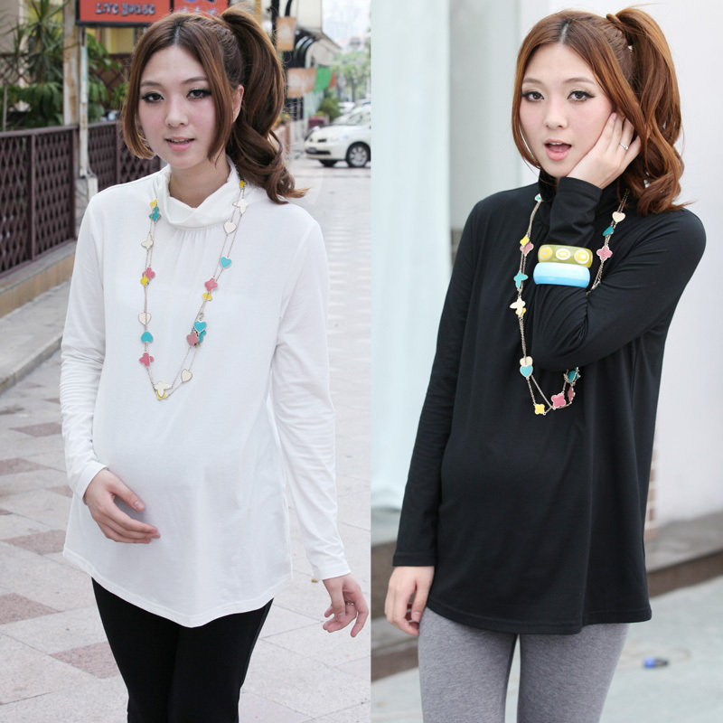 Maternity autumn top maternity top 100% cotton long-sleeve T-shirt turtleneck maternity basic shirt autumn and winter