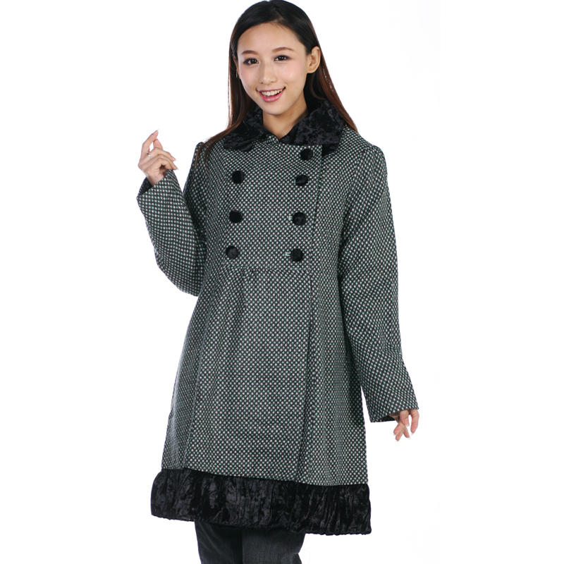 Maternity clothing 100% cotton autumn and winter top long design double breasted plaid maternity overcoat outerwear