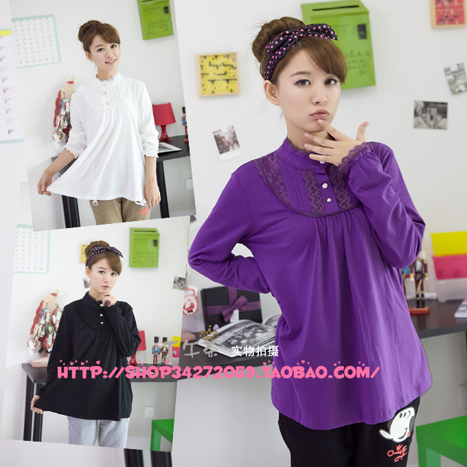 Maternity clothing 100% cotton long-sleeve top maternity basic shirt autumn maternity long-sleeve t