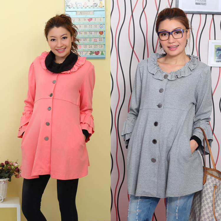 Maternity clothing 100% cotton maternity top outerwear spring and autumn long-sleeve cardigan