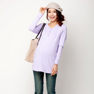 Maternity clothing autumn 2012 maternity autumn and winter 100% cotton thick t-shirt long design top spring and autumn