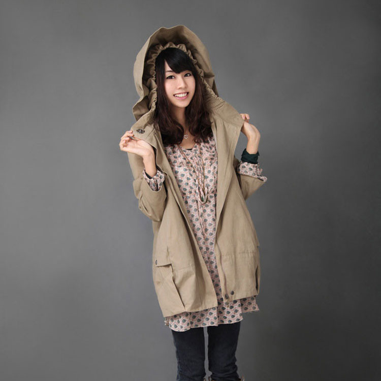 Maternity clothing autumn and winter 100% cotton spring and autumn maternity trench maternity medium-long outerwear