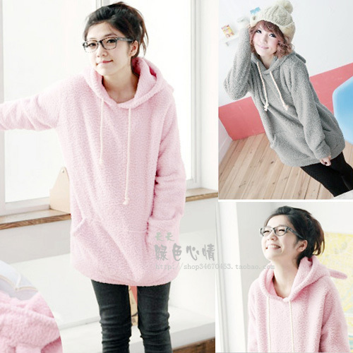 Maternity clothing autumn and winter 6002 rabbit ear maternity outerwear long velvet maternity sweatshirt