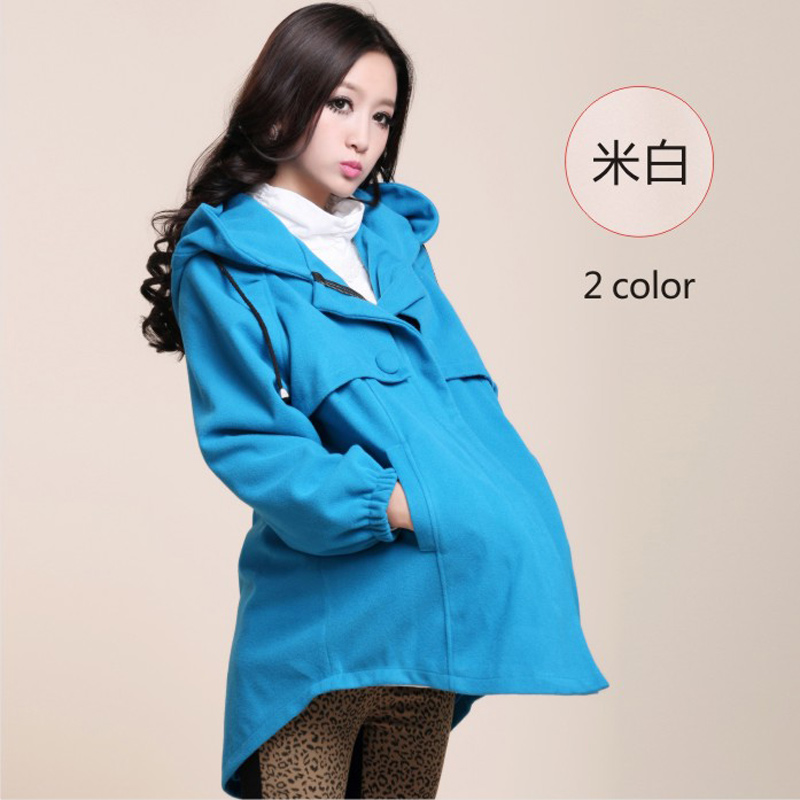 Maternity clothing autumn and winter fashion maternity outerwear maternity plus size adjustable trench woolen overcoat