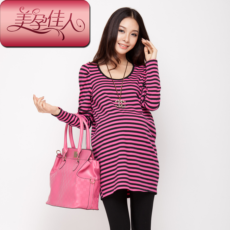 Maternity clothing autumn and winter fashion stripe princess sleeve upperwear 1618