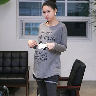 Maternity clothing autumn and winter letter print maternity long-sleeve T-shirt maternity top y112