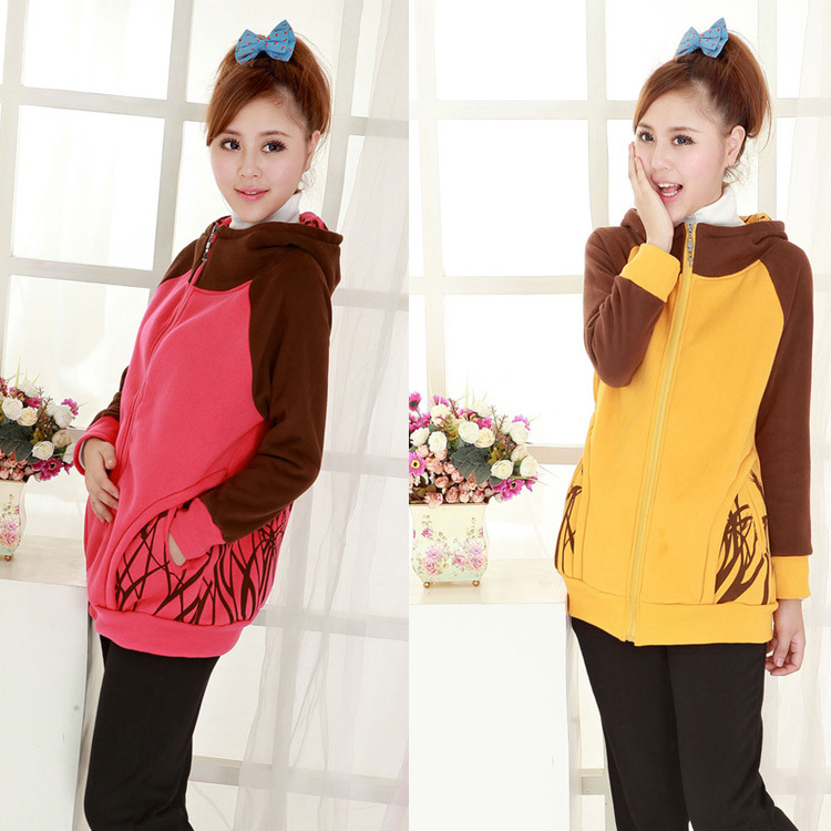 Maternity clothing autumn and winter maternity outerwear maternity plus velvet sweatshirt maternity casual top cardigan -181