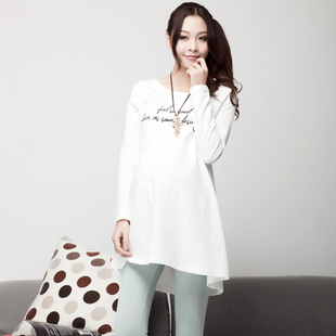 Maternity clothing autumn and winter t-shirt long-sleeve Large top letter