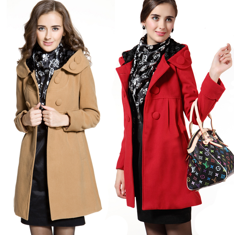 Maternity clothing autumn and winter thickening maternity outerwear double breasted with a hood long design maternity wool coat