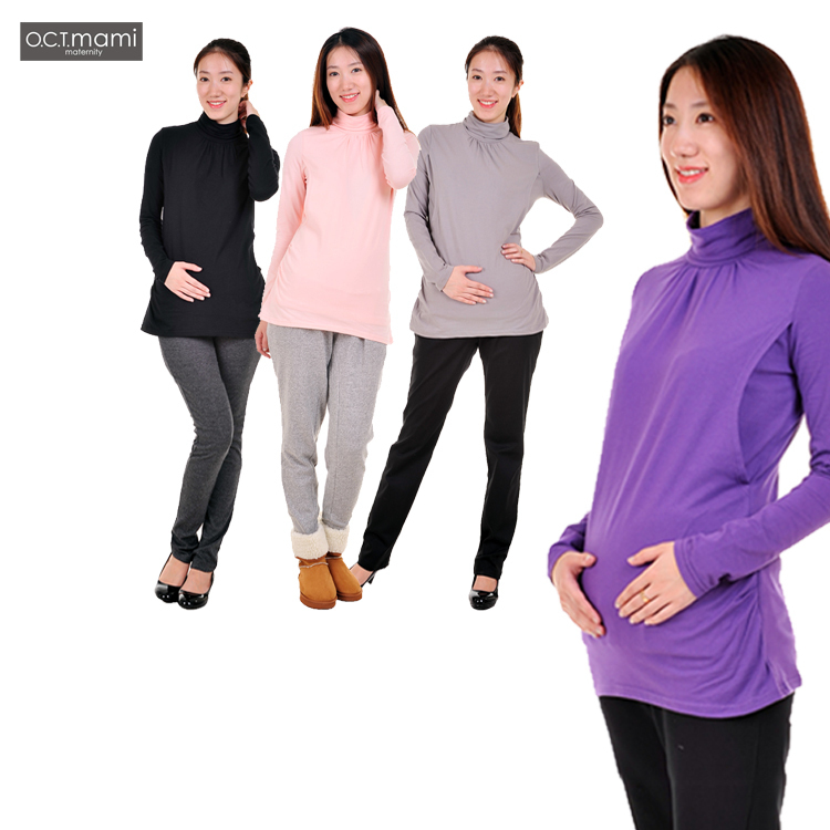 Maternity clothing autumn and winter turtleneck cotton  basic shirt nursing women