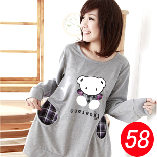 Maternity clothing autumn fashion bear maternity top long-sleeve T-shirt plus velvet thickening sweatshirt