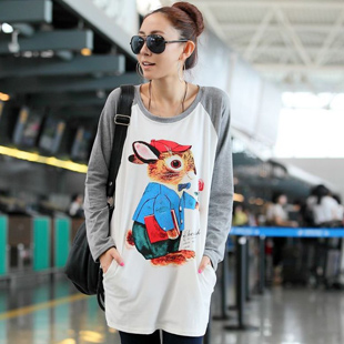 Maternity clothing autumn fashion cartoon rabbit long-sleeve round neck T-shirt shirt long design top sweatshirt autumn