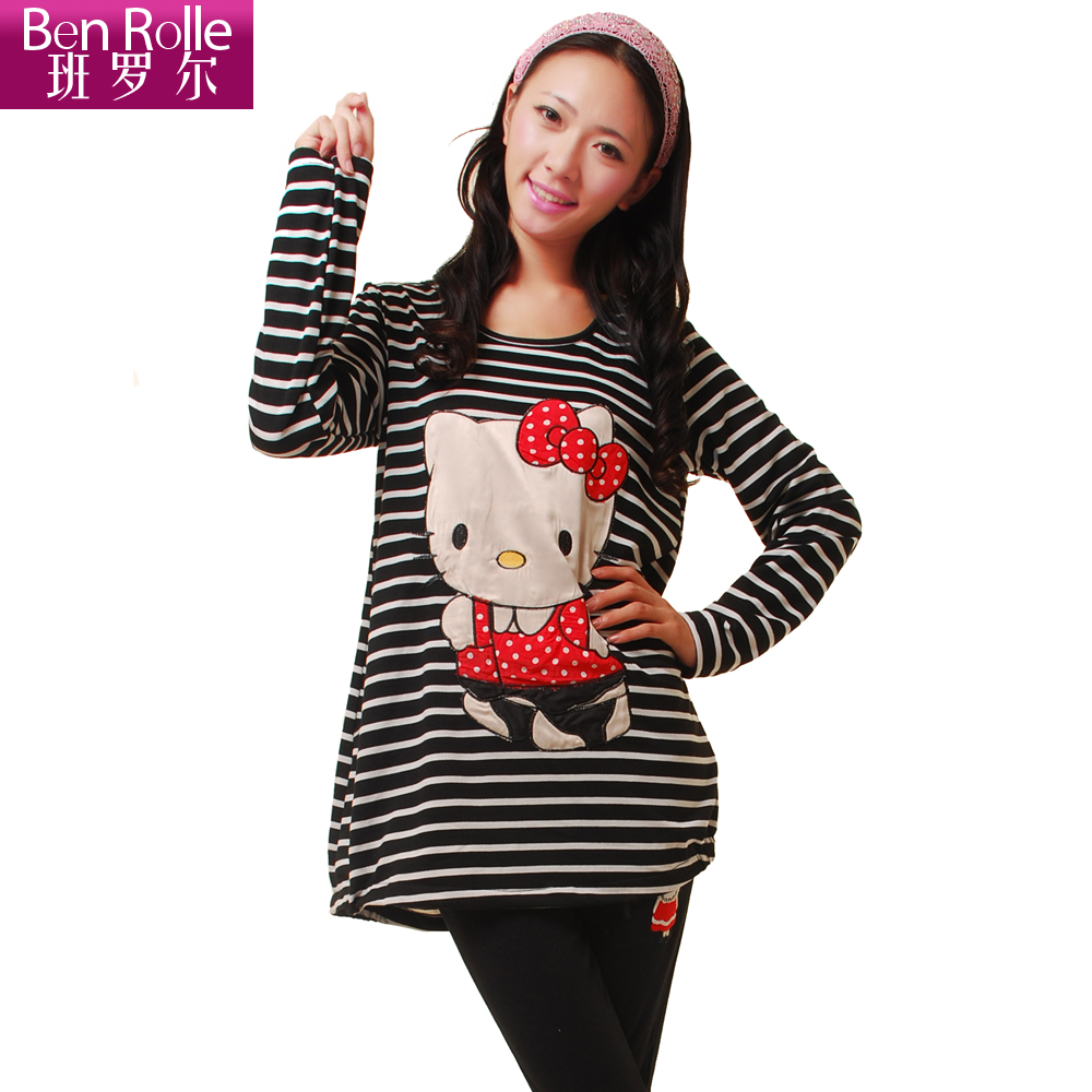 Maternity clothing autumn fashion cat maternity top loose plus size long-sleeve T-shirt