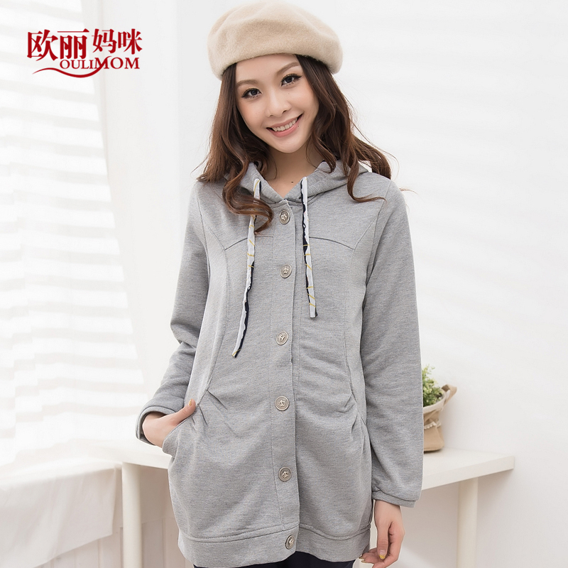 Maternity clothing autumn fashion hooded cardigan maternity sweatshirt outerwear 2