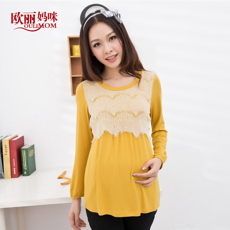 Maternity clothing autumn fashion maternity basic shirt lace maternity basic shirt long-sleeve T-shirt