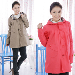 Maternity clothing autumn fashion outerwear trench maternity outerwear with a hood spring and autumn maternity top -181