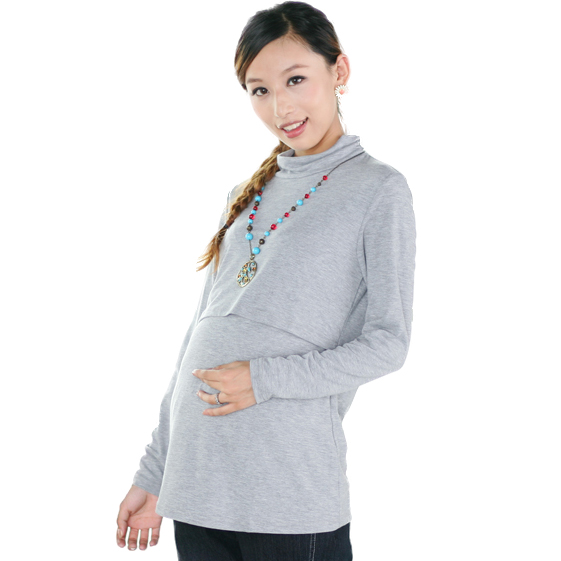 Maternity clothing autumn fashion solid color nursing knitted basic shirt maternity top 6099306