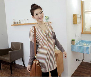 Maternity clothing autumn fashion stripe long-sleeve maternity t-shirt loose maternity basic shirt top 2235