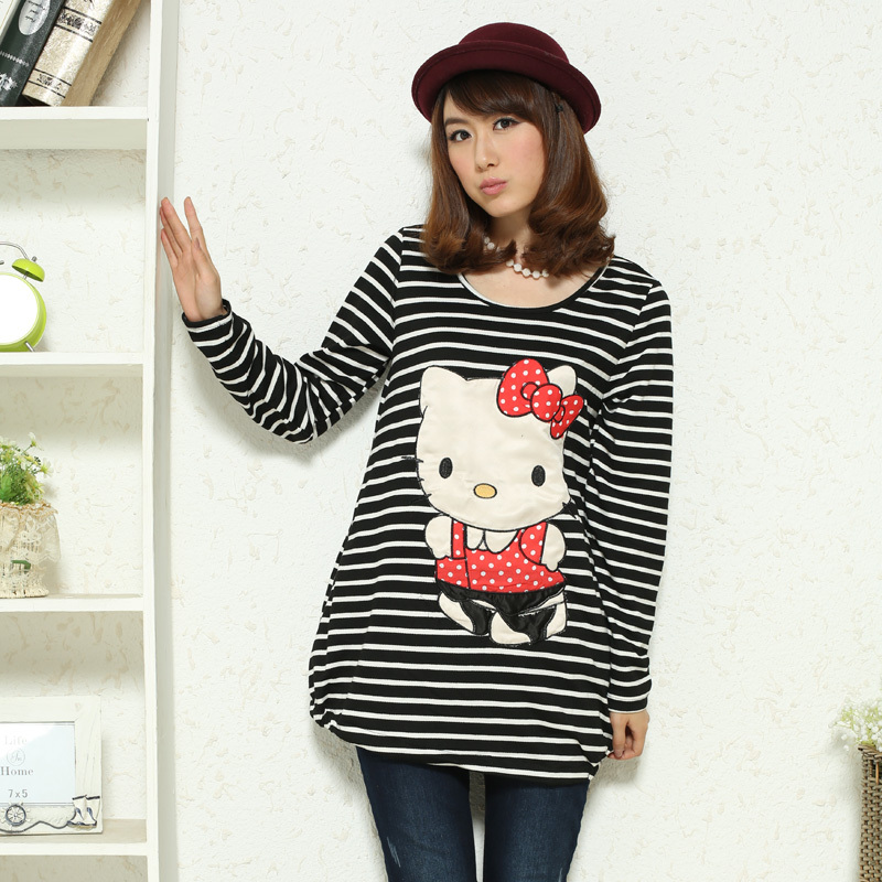 Maternity clothing autumn fashion stripe maternity long-sleeve T-shirt cartoon maternity autumn top