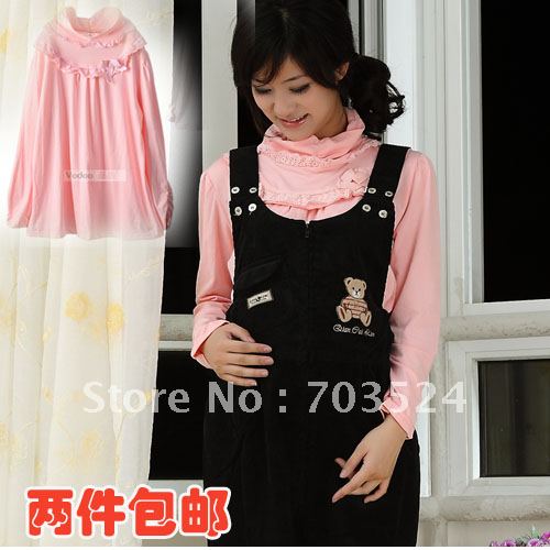 Maternity clothing autumn fashion turtleneck bow maternity basic shirt autumn and winter top 945